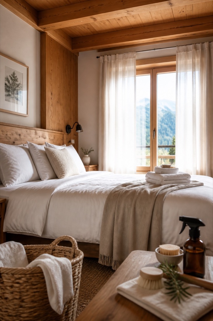 Sauber vorbereitetes Gästezimmer